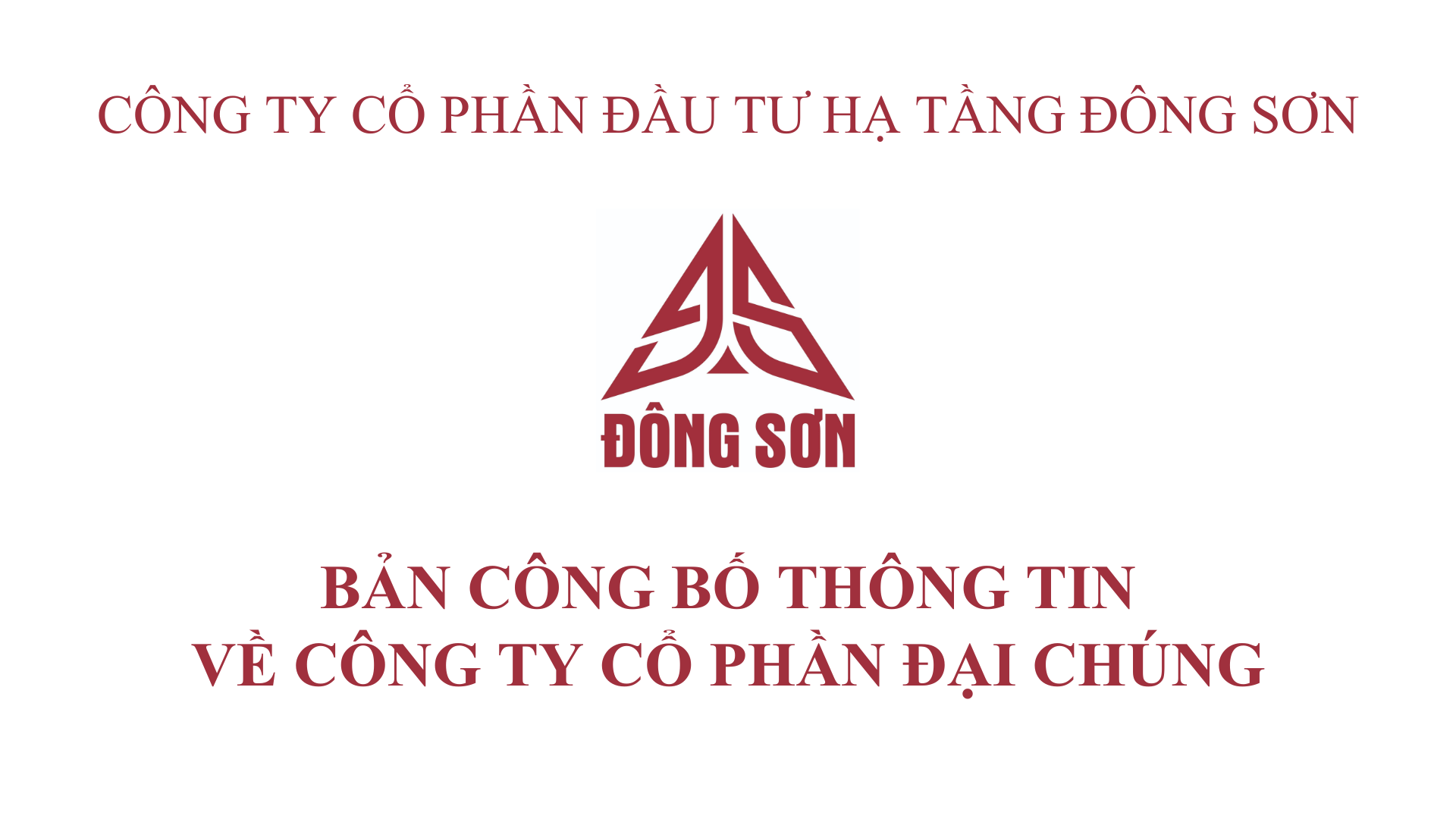BẢN CÔNG BỐ THÔNG TIN CÔNG TY ĐẠI CHÚNG