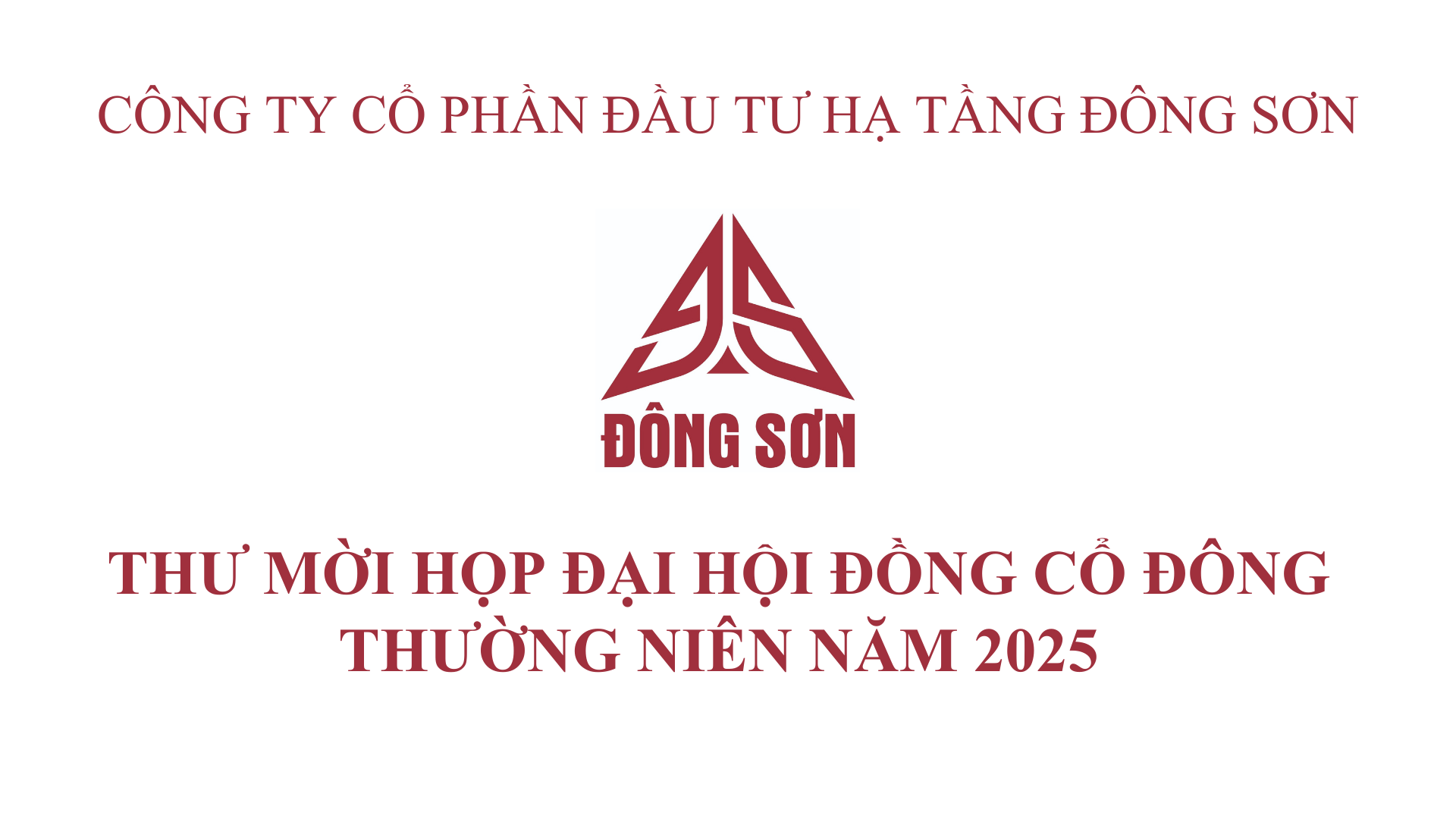 THƯ MỜI HỌP ĐẠI HỘI ĐỒNG CỔ ĐÔNG THƯỜNG NIÊN NĂM 2025